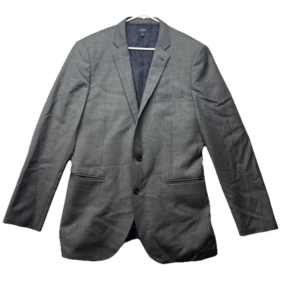 J. CREW Gray Ludlow Blazer Jacket Tollegno 1900 Italian Fabric Size 42L